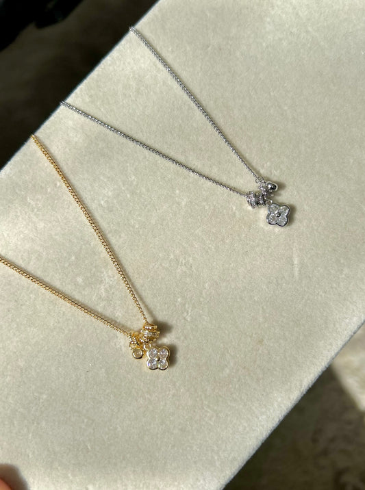 Amber charm necklace ~ Silver