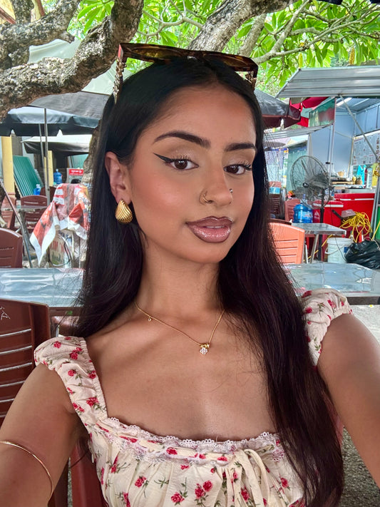 Amber charm necklace ~ gold