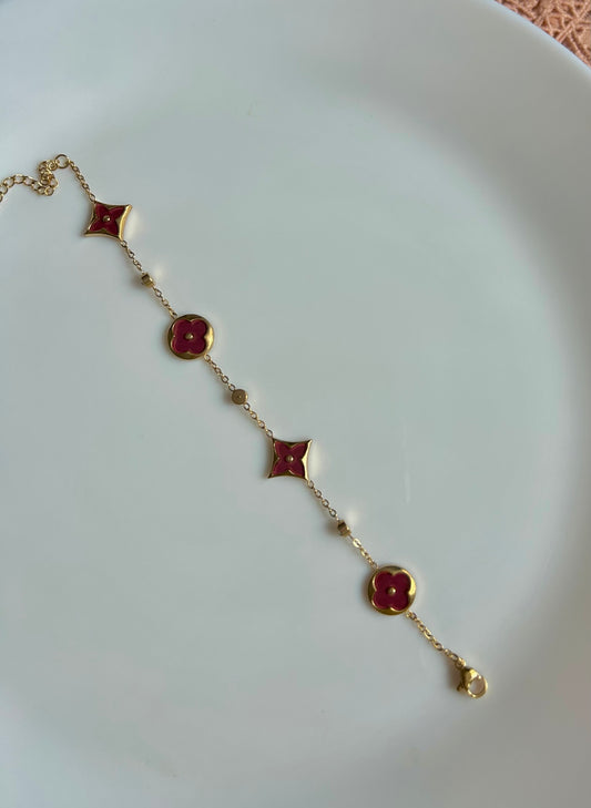 Jemima bracelet ~ Maroon & gold