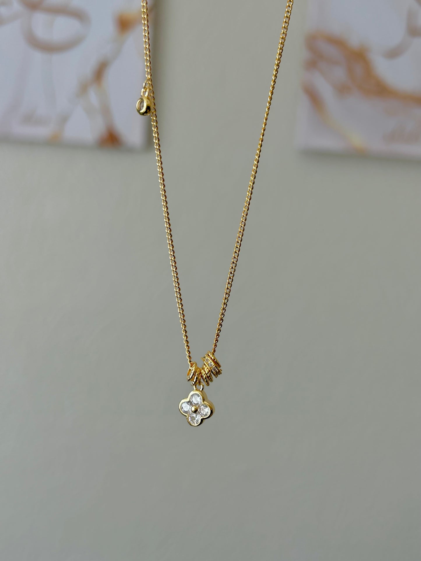 Amber charm necklace ~ gold