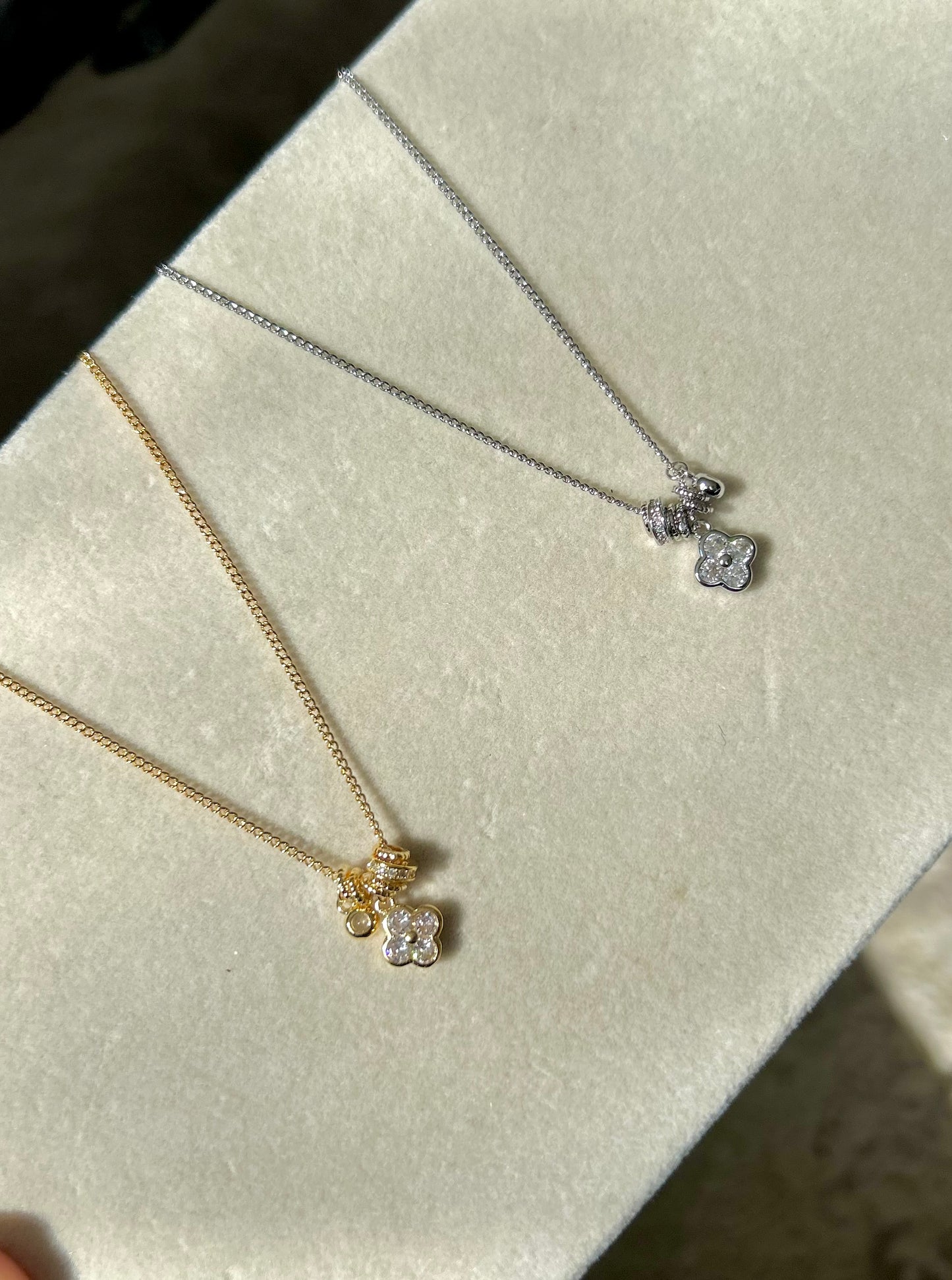 Amber charm necklace ~ gold