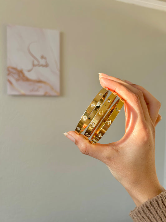 Studded bangle trio ~ gold